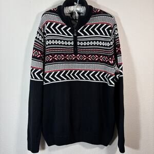 Chaps Men’s 100% Cotton 1/4 Zip Knit Sweater Rib Collar Size M Winter